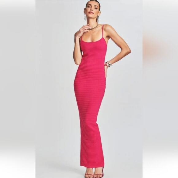 Retrofete Kylie Bandage Knit Dress in Dragon Fruit Pink Size Small NWT Maxi - Picture 1 of 15